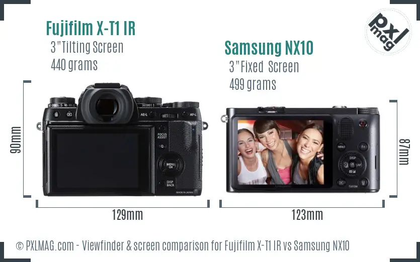 Fujifilm X-T1 IR vs Samsung NX10 Screen and Viewfinder comparison