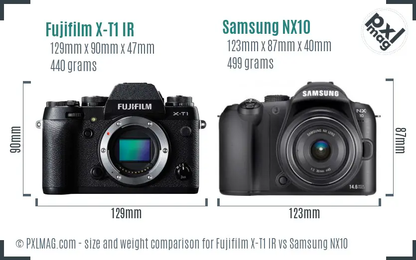 Fujifilm X-T1 IR vs Samsung NX10 size comparison