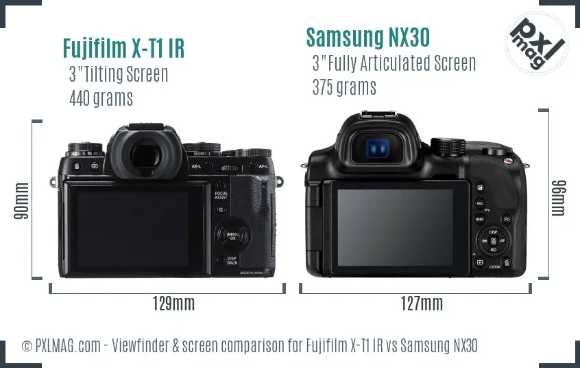 Fujifilm X-T1 IR vs Samsung NX30 Screen and Viewfinder comparison