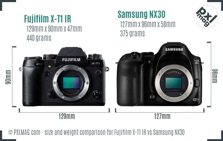 Fujifilm X-T1 IR vs Samsung NX30 size comparison