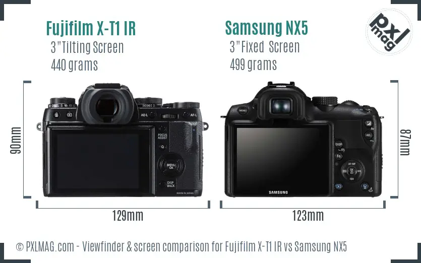 Fujifilm X-T1 IR vs Samsung NX5 Screen and Viewfinder comparison