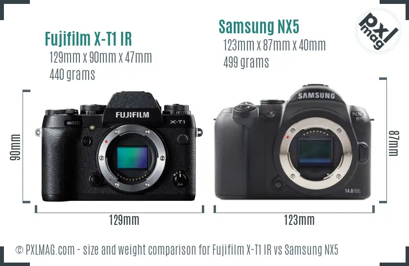 Fujifilm X-T1 IR vs Samsung NX5 size comparison