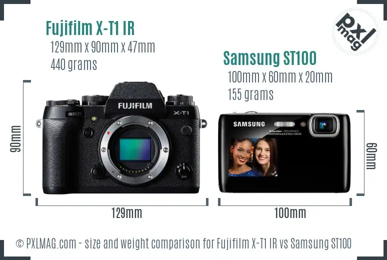 Fujifilm X-T1 IR vs Samsung ST100 size comparison