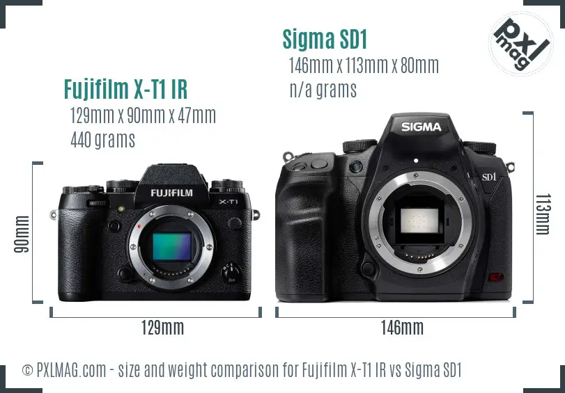 Fujifilm X-T1 IR vs Sigma SD1 size comparison