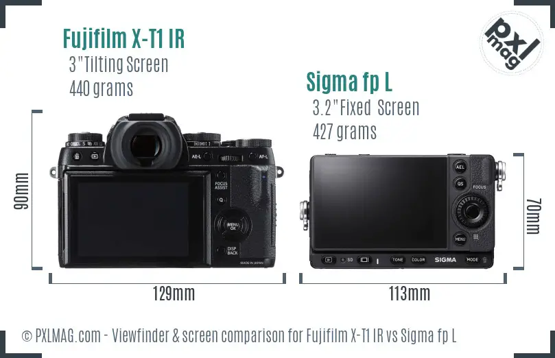 Fujifilm X-T1 IR vs Sigma fp L Screen and Viewfinder comparison