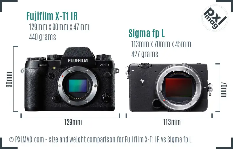 Fujifilm X-T1 IR vs Sigma fp L size comparison