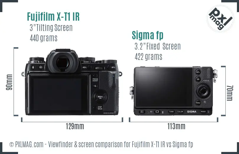 Fujifilm X-T1 IR vs Sigma fp Screen and Viewfinder comparison