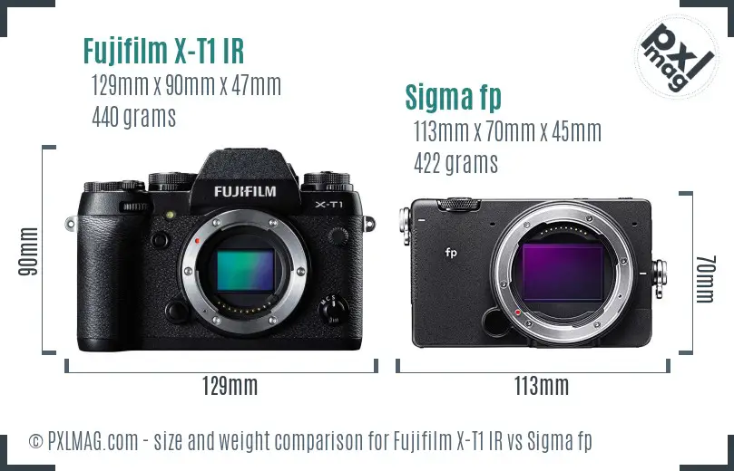 Fujifilm X-T1 IR vs Sigma fp size comparison