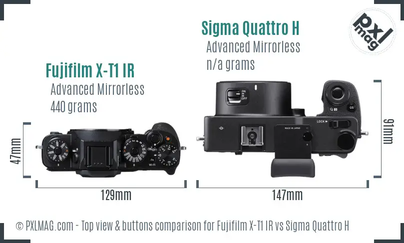 Fujifilm X-T1 IR vs Sigma Quattro H top view buttons comparison