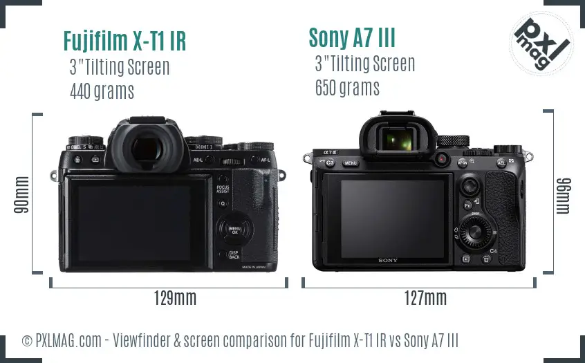 Fujifilm X-T1 IR vs Sony A7 III Screen and Viewfinder comparison Fujifilm X-T1 IR vs Sony A7 III Screen and Viewfinder comparison