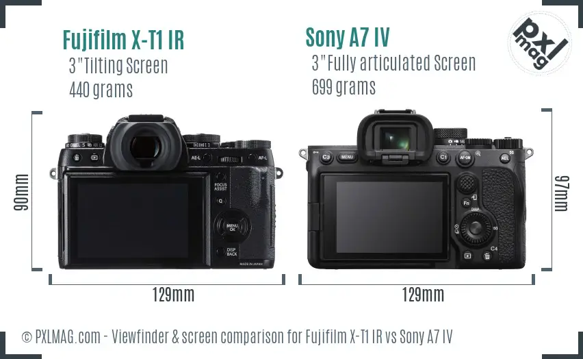 Fujifilm X-T1 IR vs Sony A7 IV Screen and Viewfinder comparison