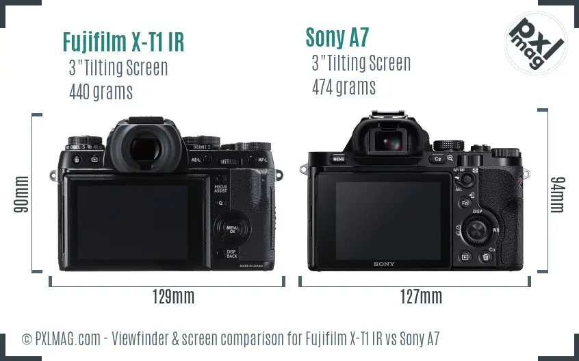 Fujifilm X-T1 IR vs Sony A7 Screen and Viewfinder comparison