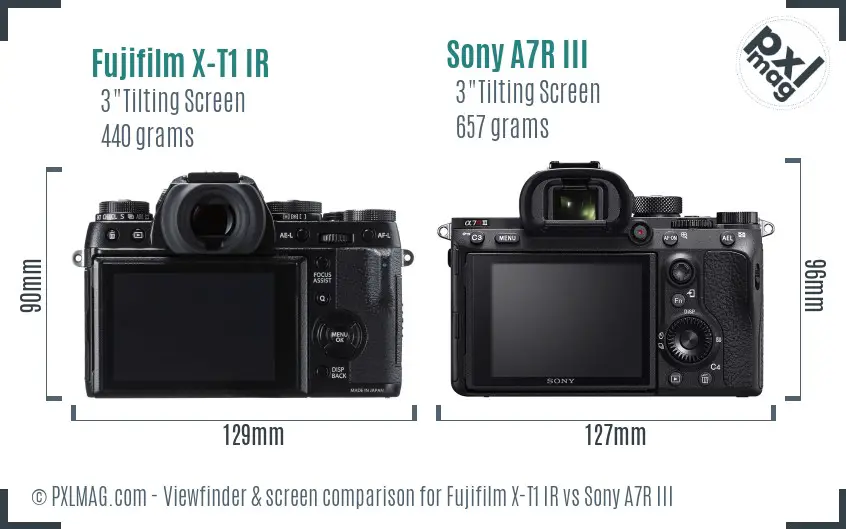 Fujifilm X-T1 IR vs Sony A7R III Screen and Viewfinder comparison