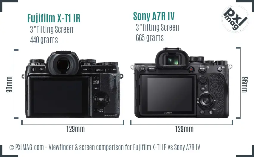 Fujifilm X-T1 IR vs Sony A7R IV Screen and Viewfinder comparison