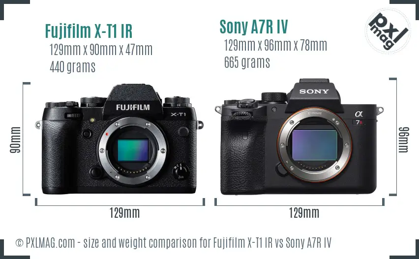 Fujifilm X-T1 IR vs Sony A7R IV size comparison