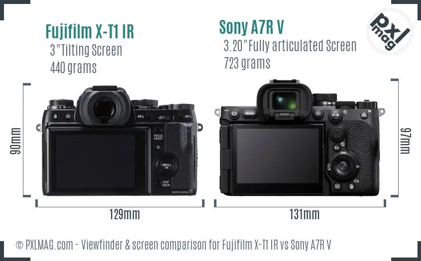 Fujifilm X-T1 IR vs Sony A7R V Screen and Viewfinder comparison