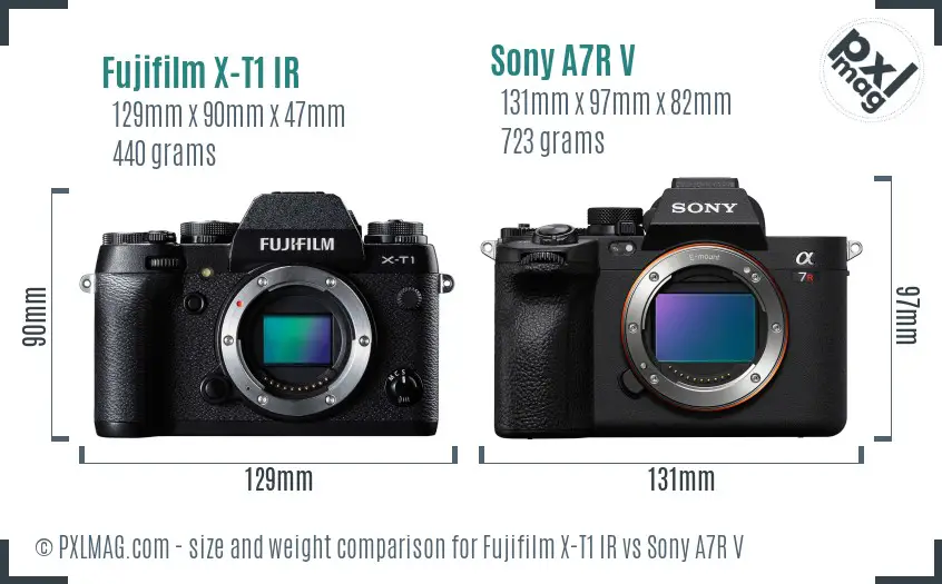 Fujifilm X-T1 IR vs Sony A7R V size comparison