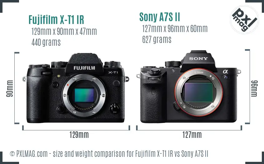 Fujifilm X-T1 IR vs Sony A7S II size comparison