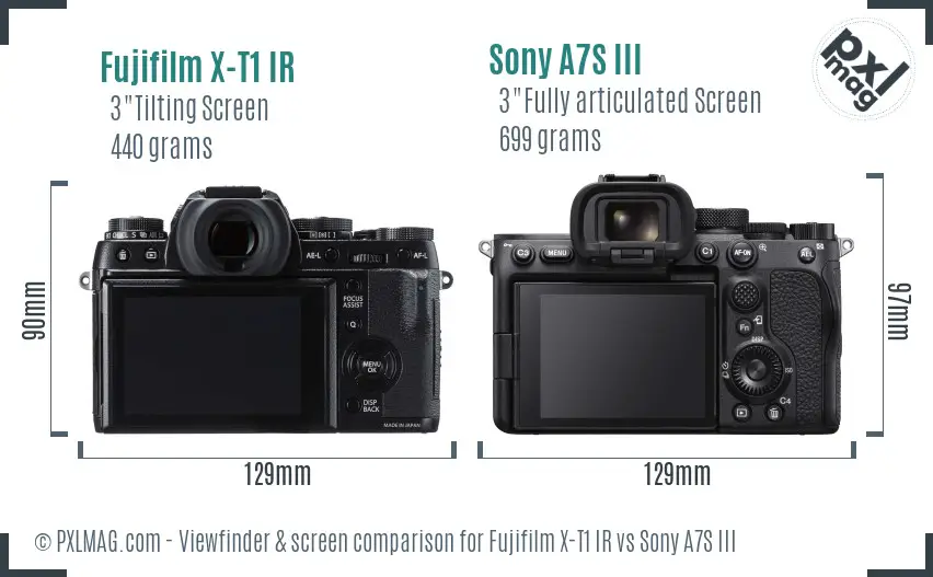 Fujifilm X-T1 IR vs Sony A7S III Screen and Viewfinder comparison