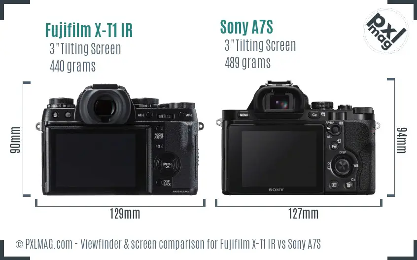 Fujifilm X-T1 IR vs Sony A7S Screen and Viewfinder comparison