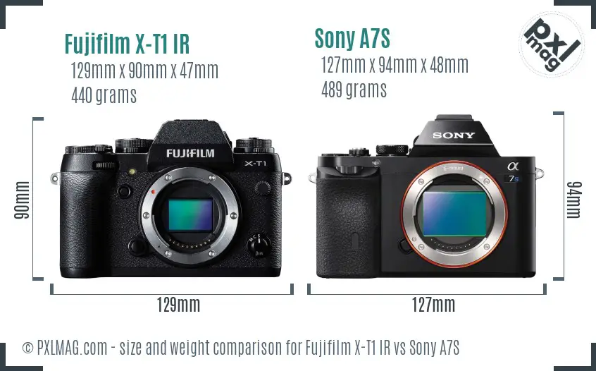 Fujifilm X-T1 IR vs Sony A7S size comparison