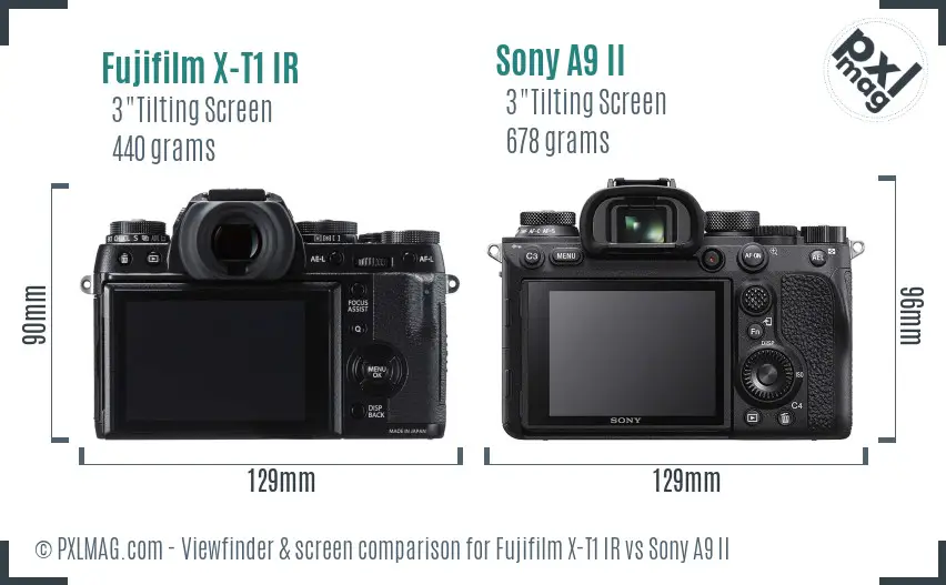 Fujifilm X-T1 IR vs Sony A9 II Screen and Viewfinder comparison