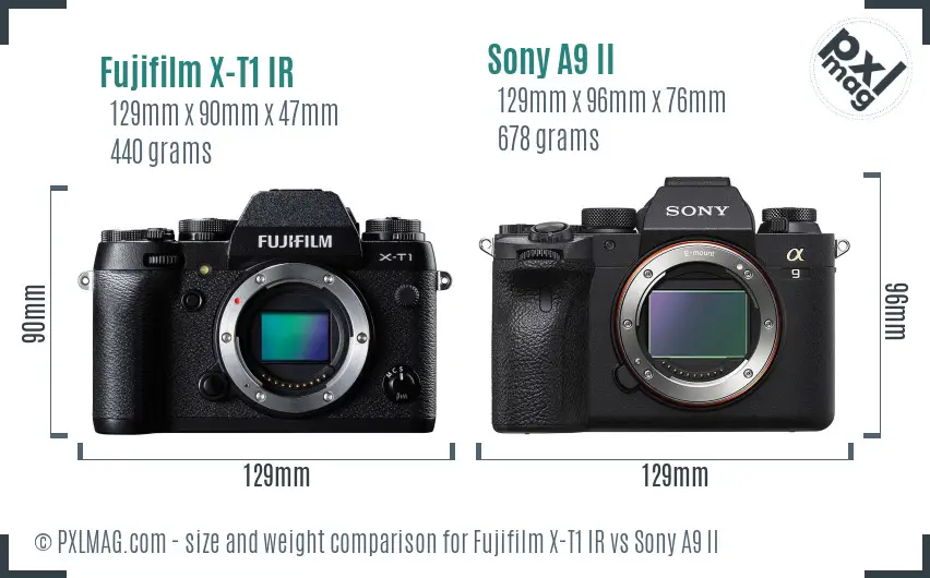 Fujifilm X-T1 IR vs Sony A9 II size comparison