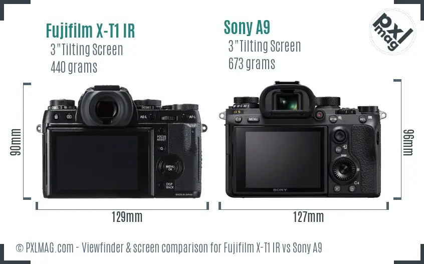 Fujifilm X-T1 IR vs Sony A9 Screen and Viewfinder comparison