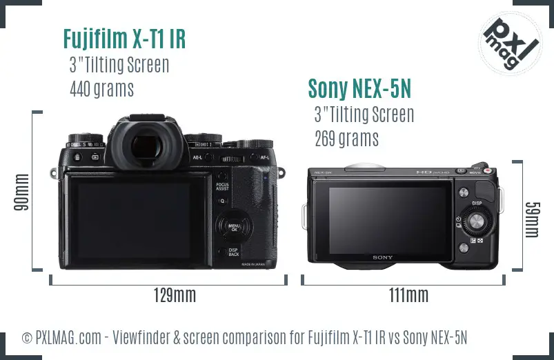 Fujifilm X-T1 IR vs Sony NEX-5N Screen and Viewfinder comparison