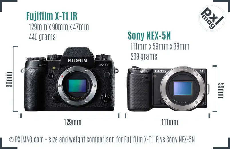 Fujifilm X-T1 IR vs Sony NEX-5N size comparison