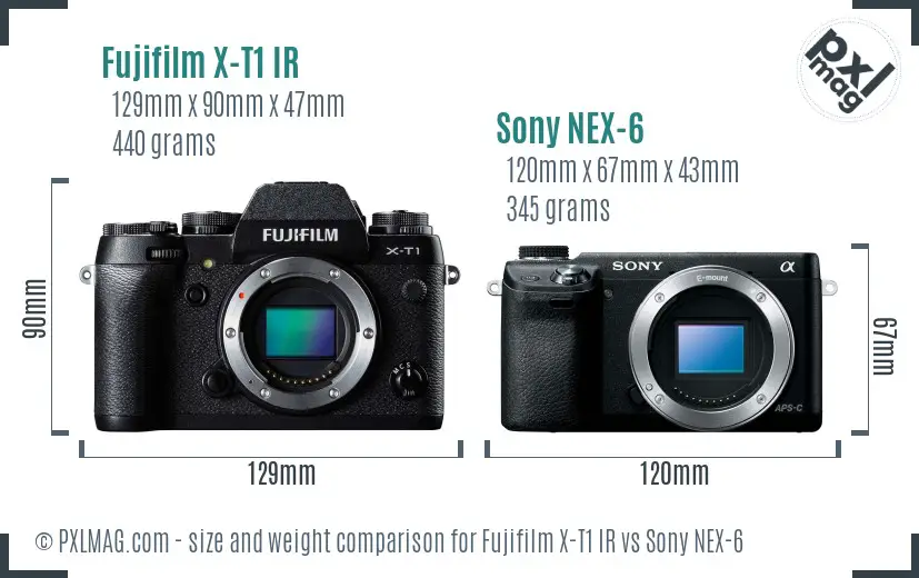 Fujifilm X-T1 IR vs Sony NEX-6 size comparison