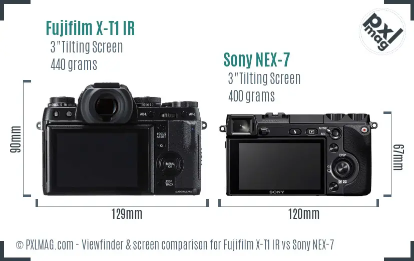 Fujifilm X-T1 IR vs Sony NEX-7 Screen and Viewfinder comparison