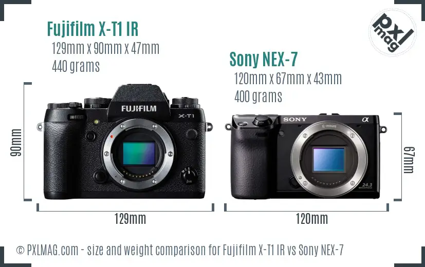 Fujifilm X-T1 IR vs Sony NEX-7 size comparison