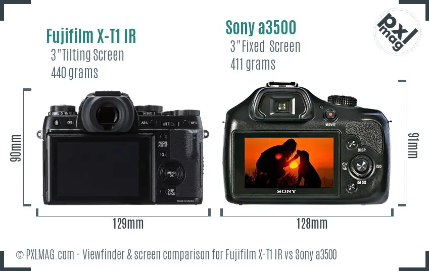 Fujifilm X-T1 IR vs Sony a3500 Screen and Viewfinder comparison