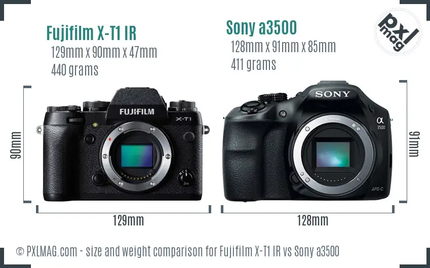 Fujifilm X-T1 IR vs Sony a3500 size comparison