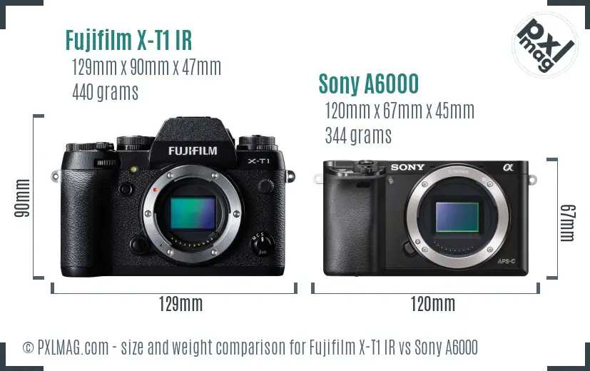 Fujifilm X-T1 IR vs Sony A6000 size comparison