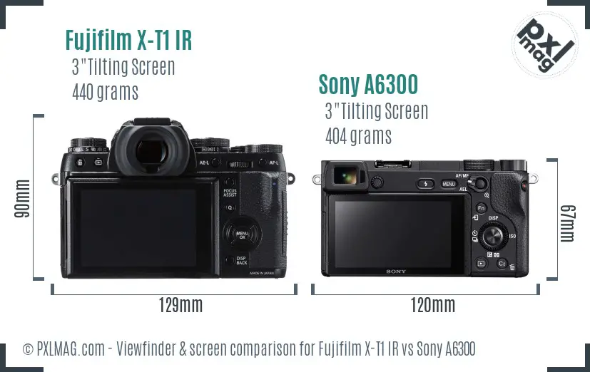 Fujifilm X-T1 IR vs Sony A6300 Screen and Viewfinder comparison