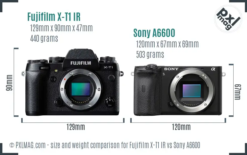 Fujifilm X-T1 IR vs Sony A6600 size comparison