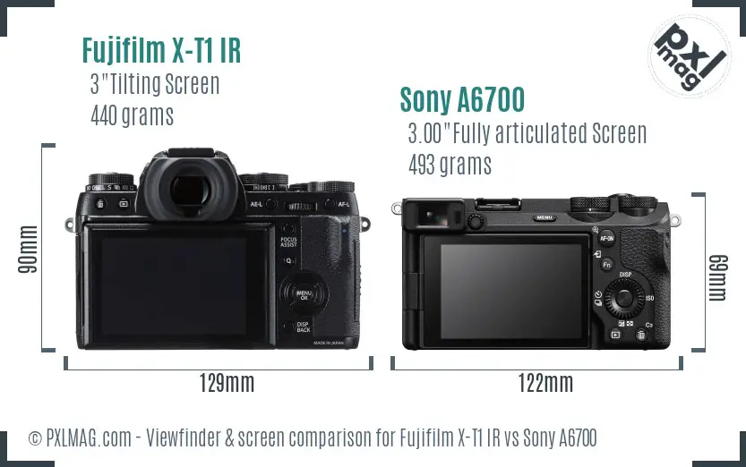 Fujifilm X-T1 IR vs Sony A6700 Screen and Viewfinder comparison