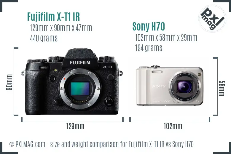 Fujifilm X-T1 IR vs Sony H70 size comparison