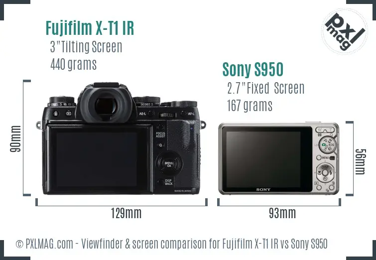 Fujifilm X-T1 IR vs Sony S950 Screen and Viewfinder comparison