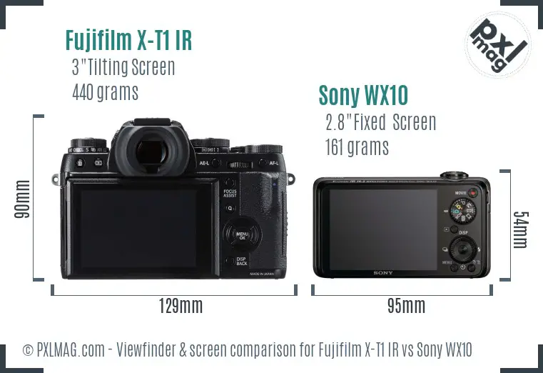 Fujifilm X-T1 IR vs Sony WX10 Screen and Viewfinder comparison