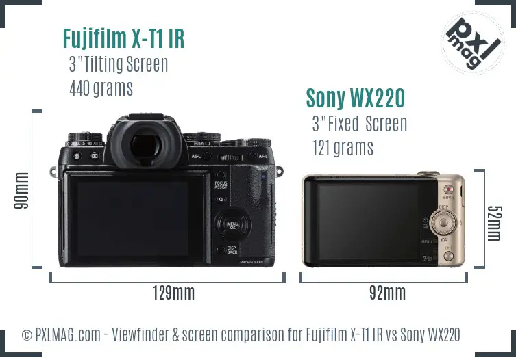 Fujifilm X-T1 IR vs Sony WX220 Screen and Viewfinder comparison