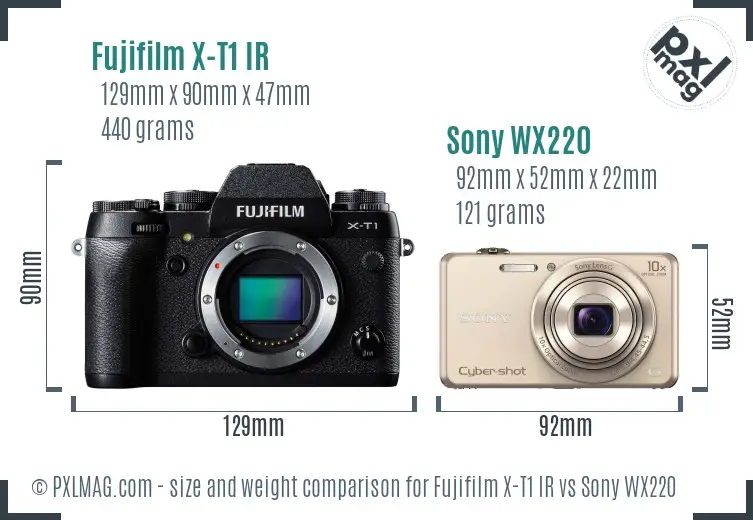 Fujifilm X-T1 IR vs Sony WX220 size comparison