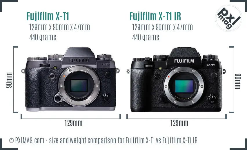 Fujifilm X-T1 vs Fujifilm X-T1 IR size comparison