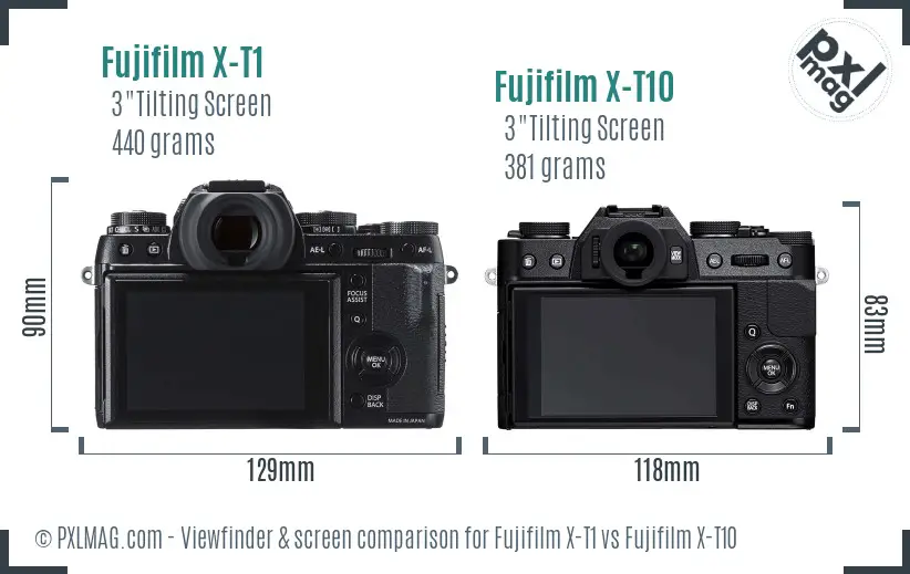 Fujifilm X-T1 vs Fujifilm X-T10 Screen and Viewfinder comparison