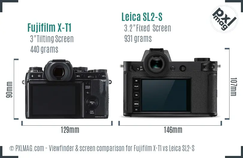 Fujifilm X-T1 vs Leica SL2-S Screen and Viewfinder comparison