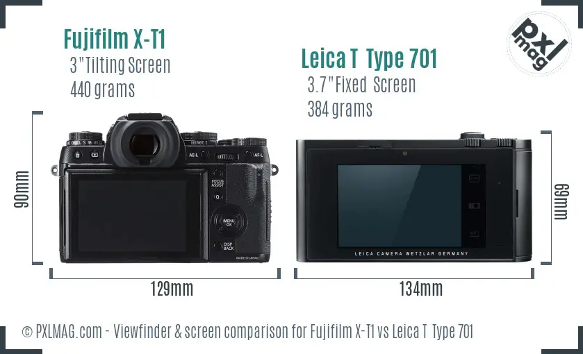 Fujifilm X-T1 vs Leica T  Type 701 Screen and Viewfinder comparison