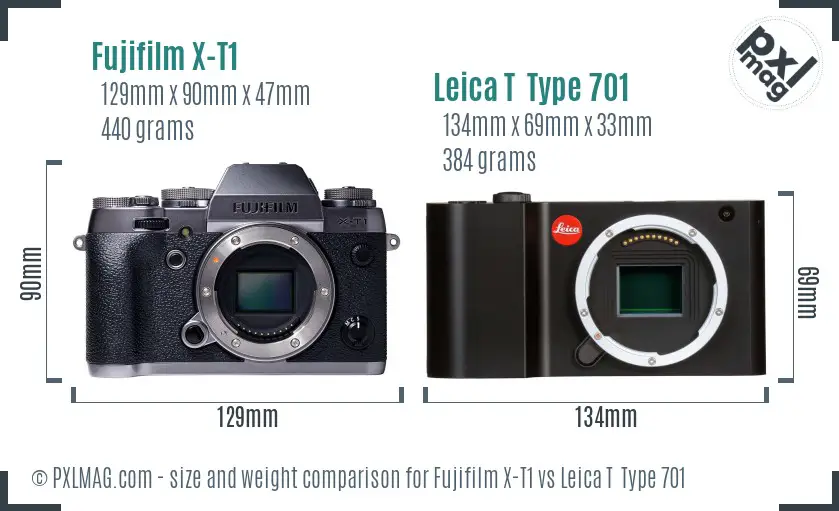 Fujifilm X-T1 vs Leica T  Type 701 size comparison