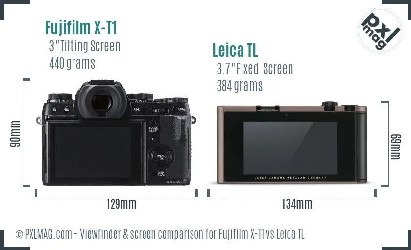 Fujifilm X-T1 vs Leica TL Screen and Viewfinder comparison